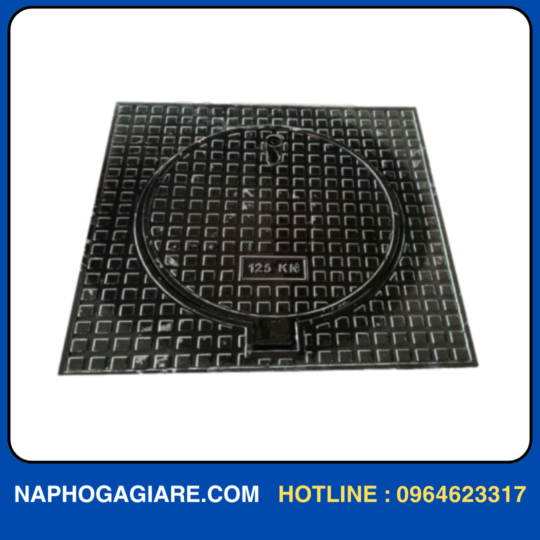 Nắp Hố Ga Gang Ngăn Mùi Khung Dương Nắp Tròn